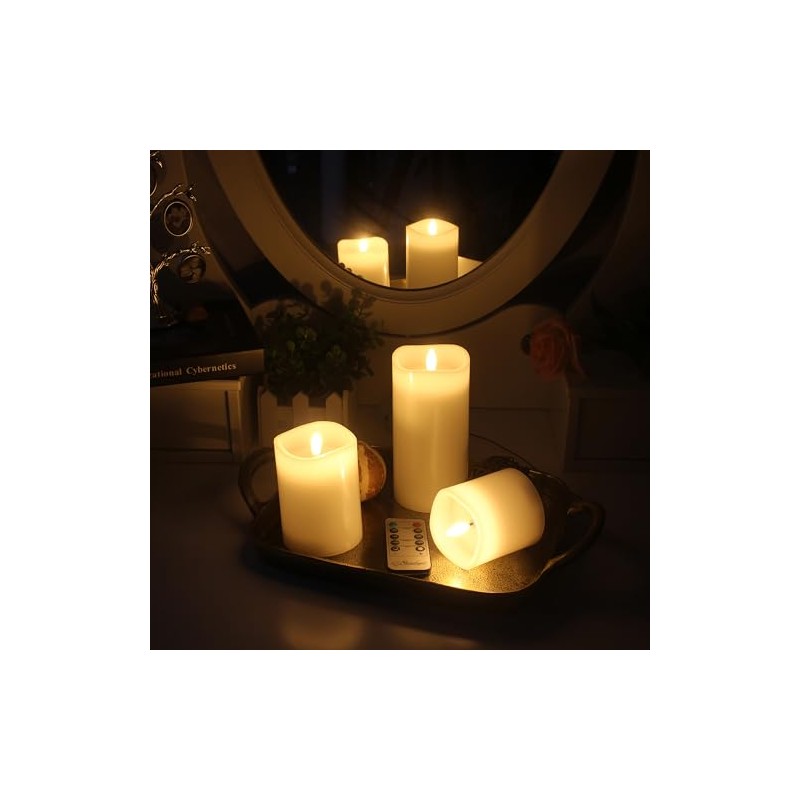 Stonebriar 3 Pack White Real Wax Assorted Size Flameless LED