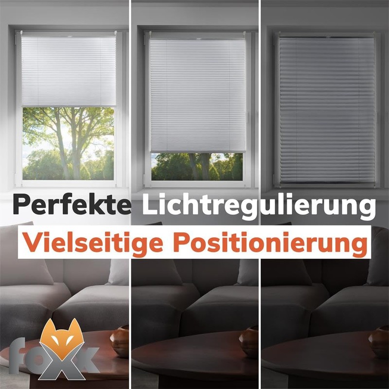 Pleated Blind Klemmfix White Blackout 85 x 220 cm Blackout