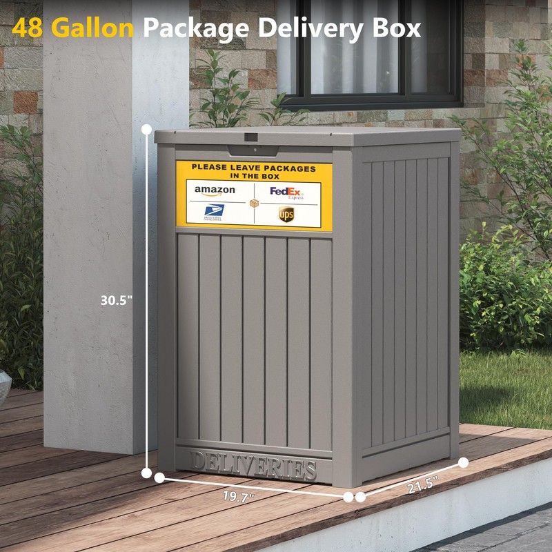 LHBGO Package Delivery Box for Outside, with Delivery Sign 48