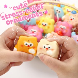 Tacobear Pack of 24 Squishy Anti-Stress Toy Kawaii Squishies Set Cute Squeeze Toy Keyring Party Bag Children's Birthday Gift for Girls Boys