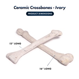 Ceramic Skeleton Bones for Indoor and Outdoor Fire Pits and Fireplaces | 2 Fireproof Ceramic Bones, 12 and 16 Inches Long | White Ivory Color