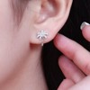 Crystal Palm Tree Stud Earrings for Women Silver Plated Delicate