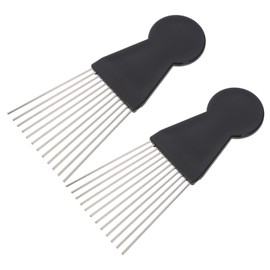 KALLORY Detangling Comb 2pcs for Braid Tools Metal Afro Black Women Men Lift Styling Wig Salon and Combs Detangle African Comb Hair Barber Hairdressing Pick Male Picks Home American Afro Pick