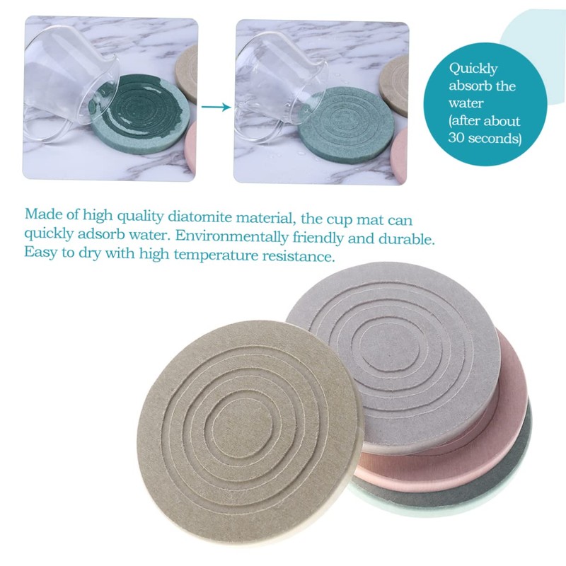 CAXUSD Diatomite Coasters Set by 4pcs Coasters Diatomite Pad Super