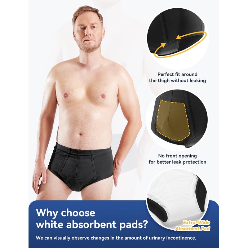 Carer Mens Incontinence Pants Reusable Washable Cotton Incontinence Pants with