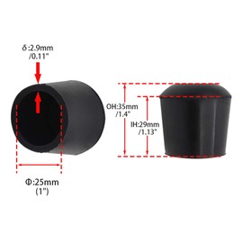 Flyshop 1-Inches 25mm Chair Leg Caps Anti-Skid Rubber Chair Leg Floor Protectors Round Furniture Table Covers 16Pcs