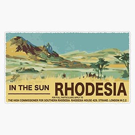 HOF Trading Rhodesia Vintage Poster Vinyl Sticker Waterproof Decal Laptop Wall Window Bumper Sticker 5"