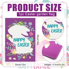Frohe Ostern Flagge, 45x30cm Doppelseitig Oster Garten Flagge Außendekoration Hasen-Ei-Blume Hängedeko für Frühling und Sommer als Dekoration für Feiertage und Partys