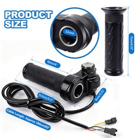 Full Twist Throttle Ridstar Q20 - Electric Bike Throttle Grip with 2 Keys, Universal Electric Scooter/Bicycle，Full Twist Design with 3-Pin Ebike Throttle