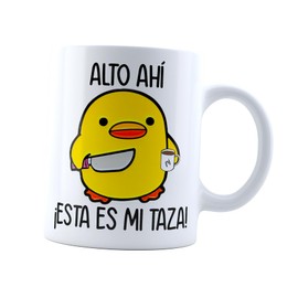 Taza pollito con cuchillo alto ahi esta es mi taza | Frase meme divertida | Para Café o té
