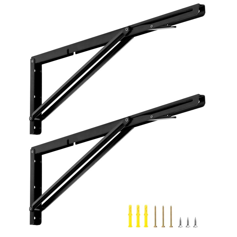 QWORK 24" Heavy Duty Folding Shelf Brackets for Wall Mounted