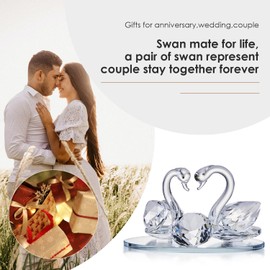 London Boutique Crystal Swan Figurine Ornaments for Living Room Wedding Couple for Women (set of 1)
