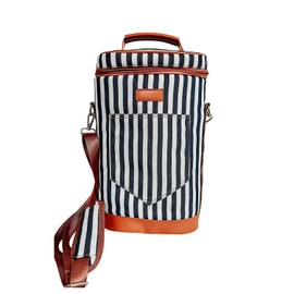 Insulated Wine Cooler Bag, Portable Leakproof Padded Wine Tote Carrier with Handle, Adjustable Shoulder Strap Bag for Travel, Dinner, Party, Christmas, Great Gift for Wine Lovers