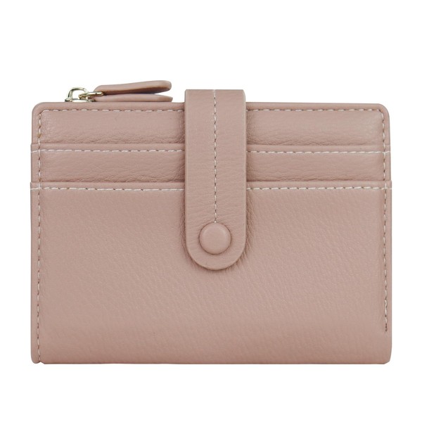Andiker RFID Women Wallet, Button Closed Bifold Soft PU Leather