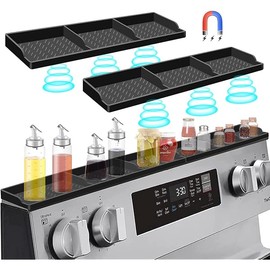 Hydream Stove Top for Silicone Shelf,30 Inch Magnetic Shelf Over the Stove Spice Rack,Kitchen Shelf for Above Stovetop Organizer Magnet Flat Back of Stove Storage Suctioned for The Stove-Black