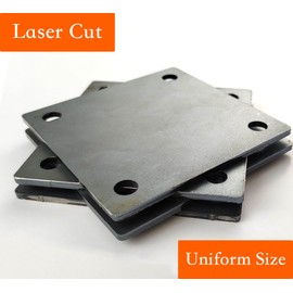 Jikacok 4-inch Steel Plate with Holes. 4 PCS 4"x4"Steel Plate Made from Premium 9 Gauge A36 Hot Rolled Mild Steel. Laser Cut Metal Plate with Smooth Edges. Weldable & Paintable Steel Plates.