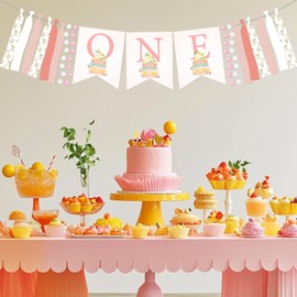 Storybook 1st Birthday High Chair Banner, Storybook 1st Birthday Decoration Pink First Chapter Banner Floral Book Hanging Decor for Library Book Reading Club Theme Sweet One Bday Baby Shower Supplies