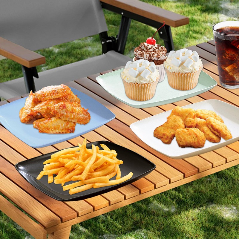 Gripebao 8.7 Inch Square Dinner Plates Set of 5, Plastic
