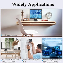 Suprlipy 14 Inch TFT LCD Security CCTV Monitor 1024x768 4:3 Resolution Color Display Screen with HDMI/VGA/BNC/AV Earphone Input Built-in Dual Speakers for Surveillance Camera DVR PC