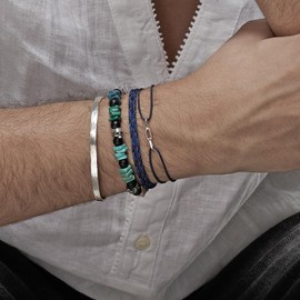 Nato Cuff - 925 Sterling Silver Left Nylon Bracelet - Handmade in France - Adjustable - Men's and Women's Jewellery, Nylon Silver