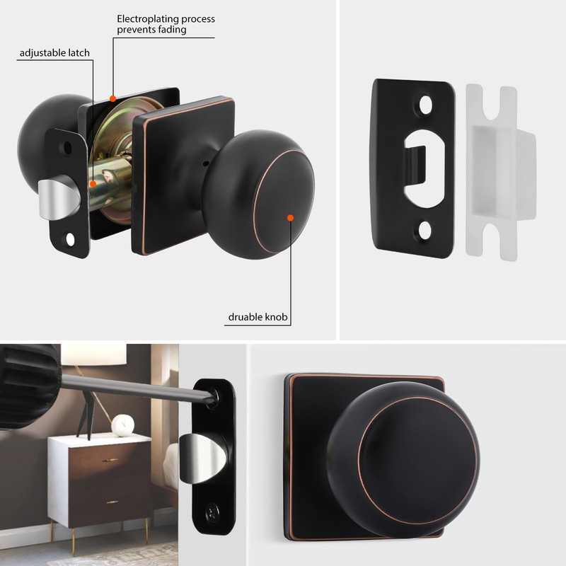 Haidms 5 Packs Oil-Rubbed Bronze Passage Door Knobs, Bronze Closet