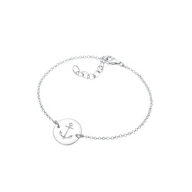 Elli Women's Bracelet Anchor Plate Maritime 925 Sterling Silver, Facet cut, No Gemstone