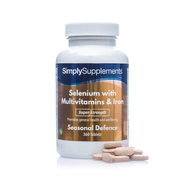 Selenium 220mcg with Multivitamins & Iron | 100% NRV | 360 Tablets | Vegetarian Friendly | for a Healthy Immune System | Manufactured in The UK