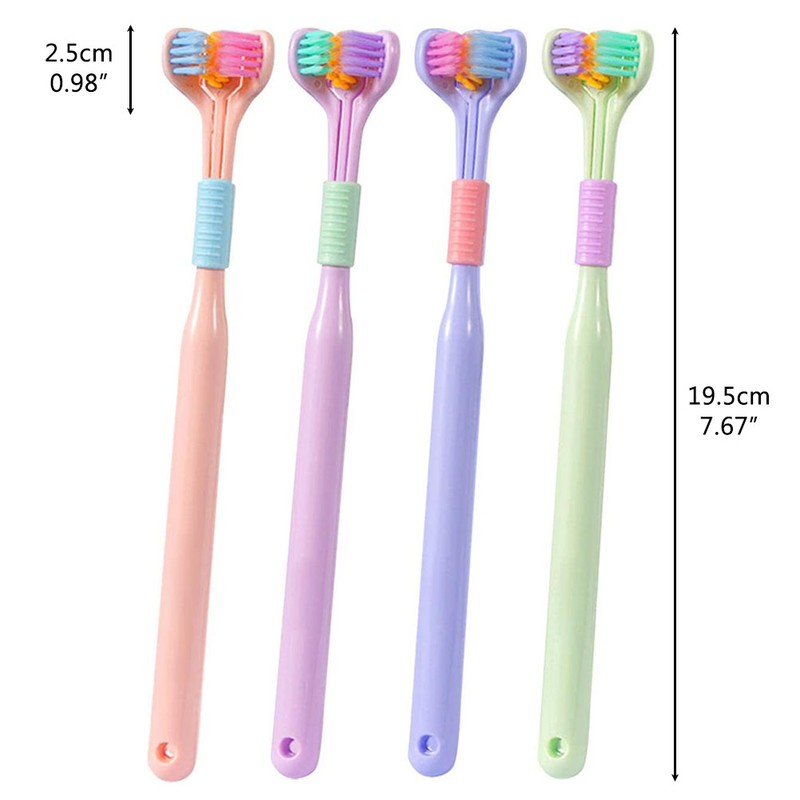 Pack of 2 3 4 Three Sided Toothbrushes Soft Bristle