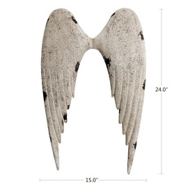 Morning View Angel Wings Wall Decor Hanging Metal Angel Wing Wall Sculpture Rustic Large Decorative Angel Wings Wall Art Plaque Outdoor Indoor for Room Home Yard Garden White (24 Inch Tall)