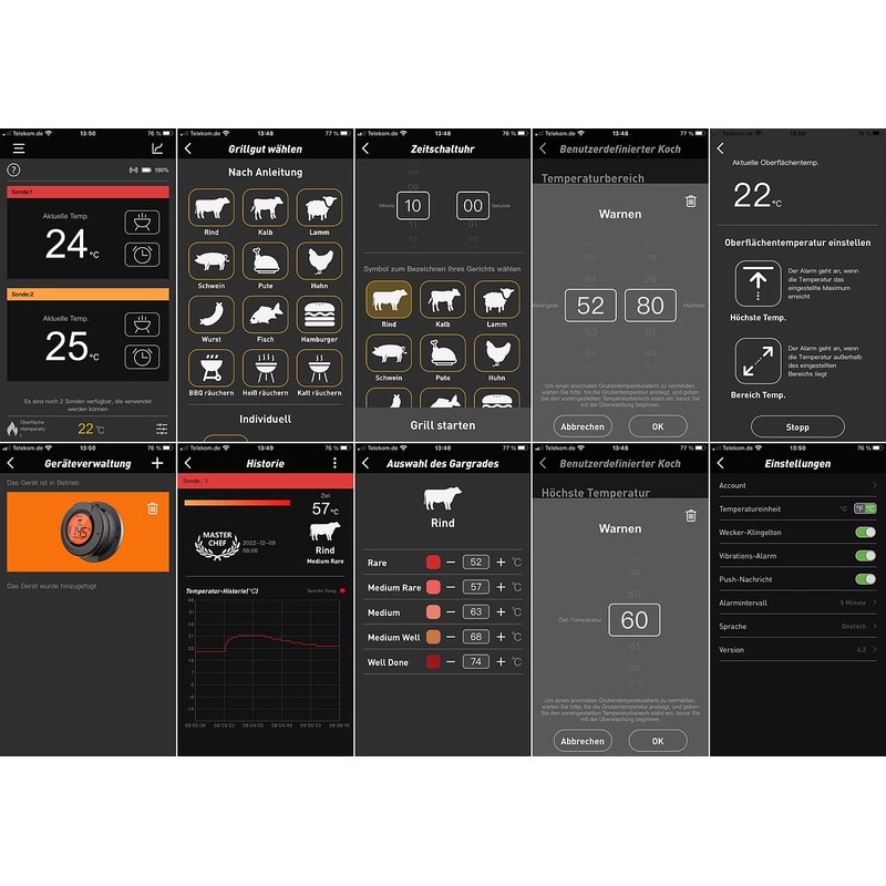 Rosenstein & Söhne Grill Thermometer: Smart Digital Grill Thermometer, Conversion