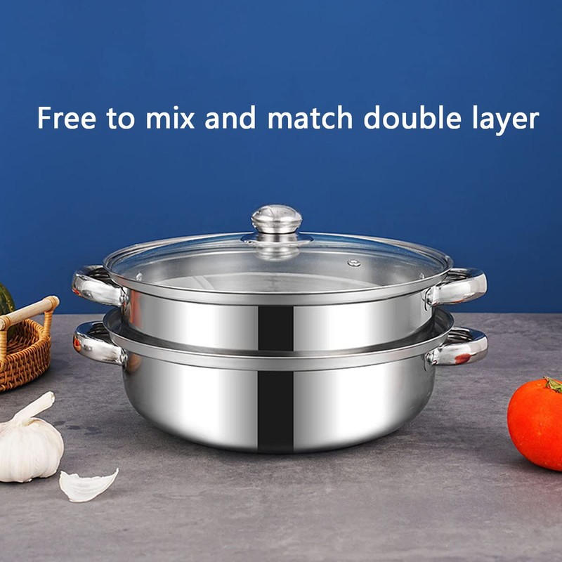 Steamer Pot for Cooking 11 inch, Steamer Pots 3-tier Multipurpose