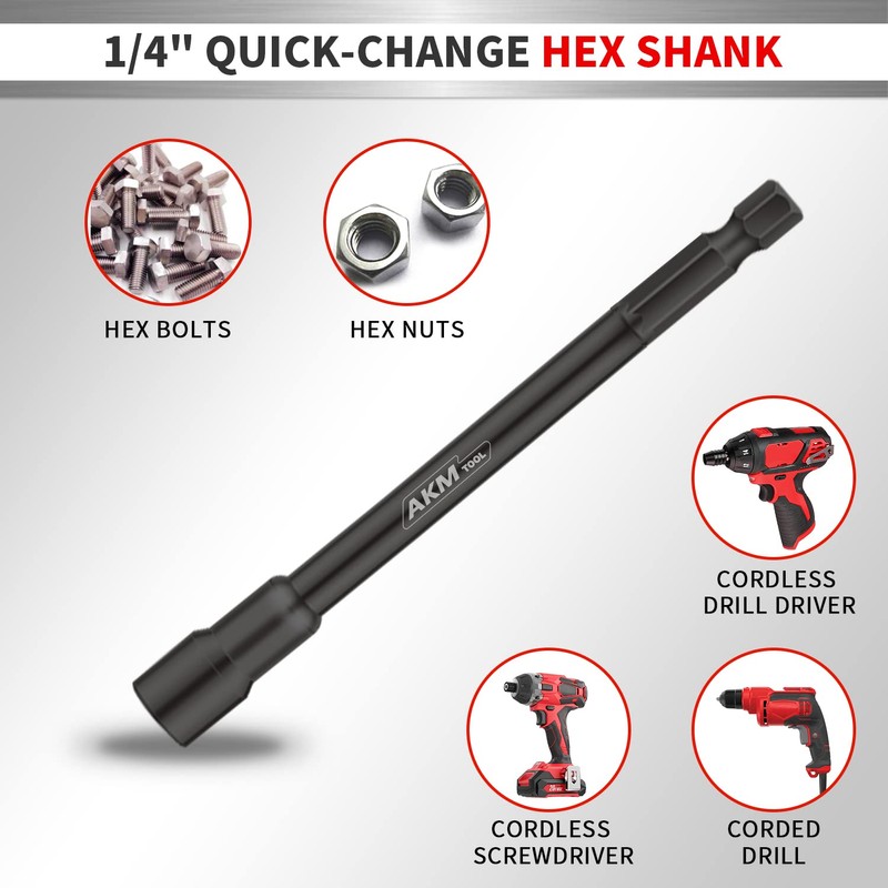 AKM TOOL 9-Piece Long Universal Nut driver set, 6 inch