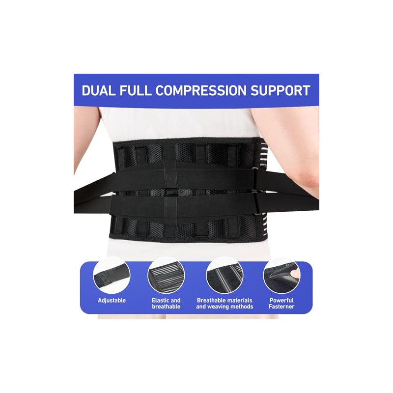 Back Brace for Men Women, Lower Lumbar Pain Brace, Adjustable