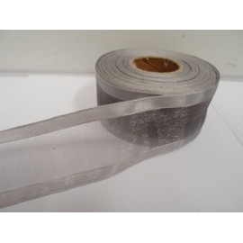 2 metres x 40mm Edged Organza Ribbon Smoky Dark Silver Dark Grey Double Sided Satin Edge Sheer 40 mm 4cm