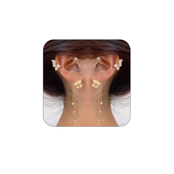 Butterfly Ear Cuffs Rhinestone Butterfly Ear Cuff for Women Ear