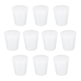 uxcell 10 Pcs White Silicone Solid Rubber Stoppers, Tapered Plugs Lab Seal Tube Stopper Plugs for Drainpipe Sinks Industry and Laboratories, 19mm to 26mm Dia