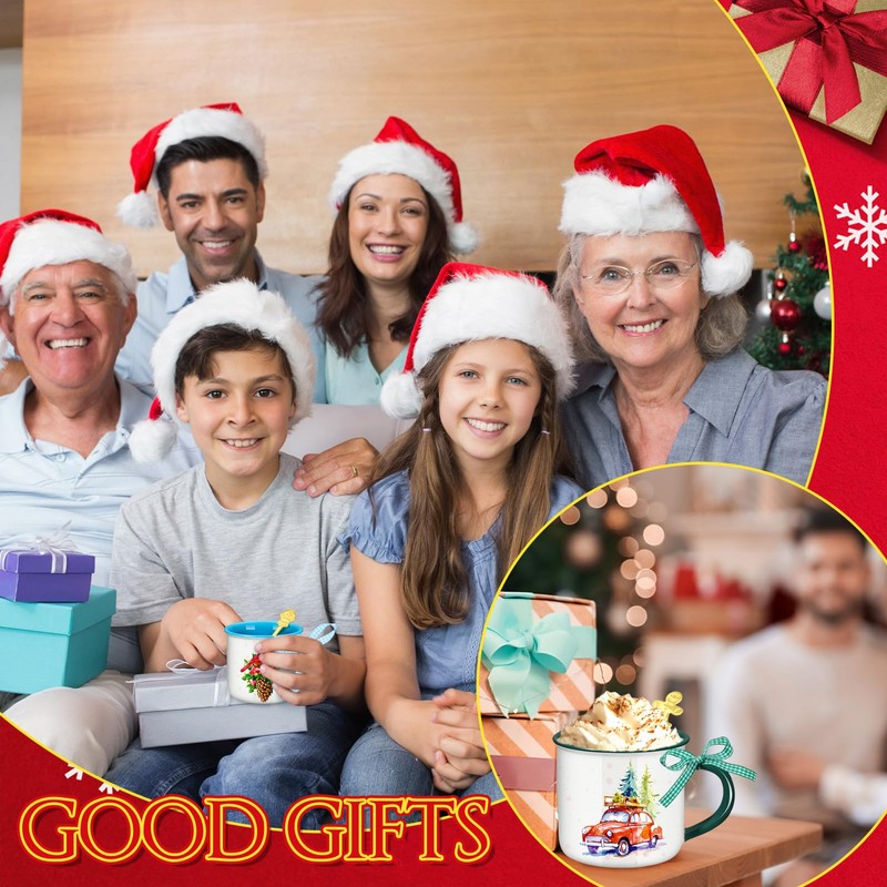 Baderke 6 Set Christmas Coffee Mugs and Spoons 11 oz