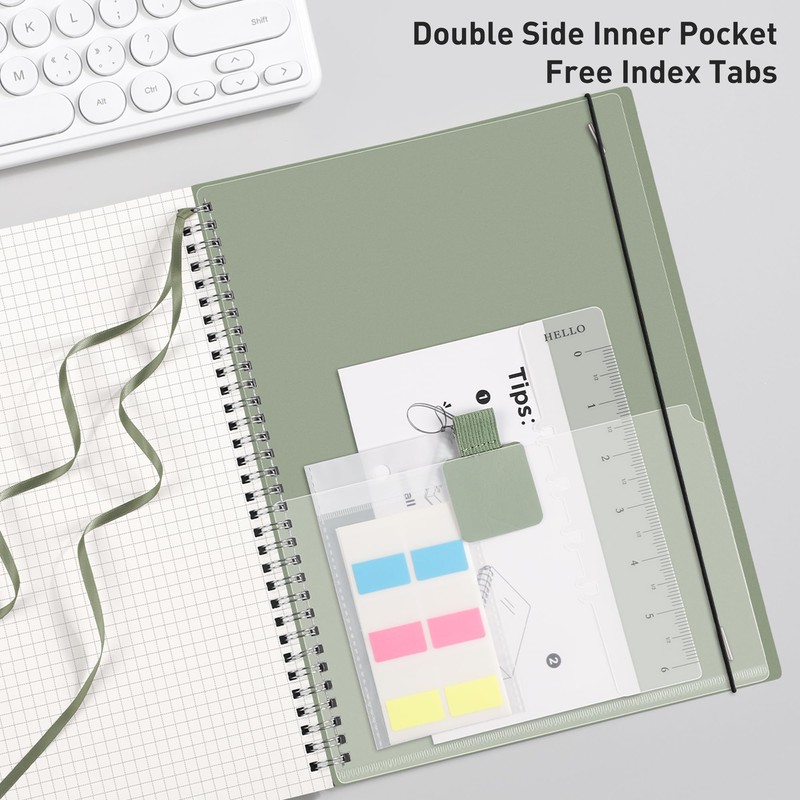 RETTACY A5 Notebook Grid Graph Paper, Spiral Notebook 160Pages/80 Sheets