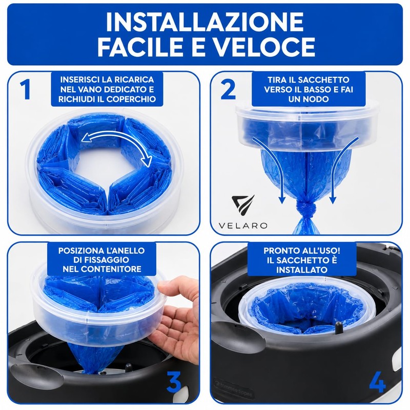 Ricariche Universali Mangia Pannolini, Sacchetti Antiodore Multistrato, Resistenti e Capienti,