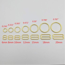Rings and Sliders Premium Jewelry Quality Bra Making/Replacement Metal Supplies Garment DIY Accessories (Gold,8mm)