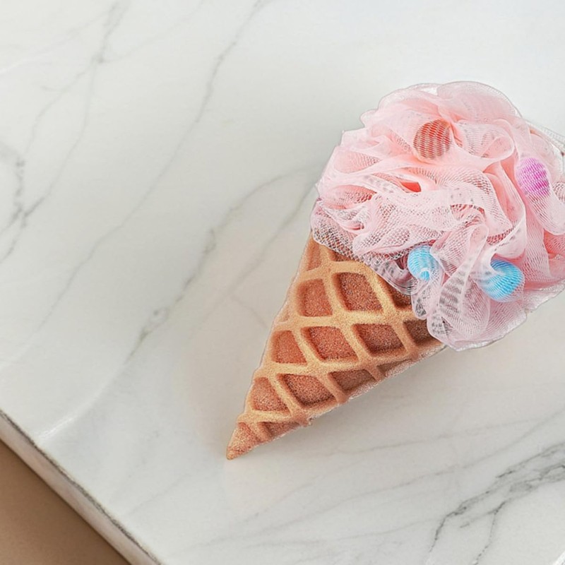 Esponja de Baño Rosa en Forma de Cono de Helado,