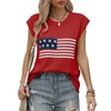 Alsol Lamesa Women’s American Flag Cap Sleeve Sweater Vest Knit