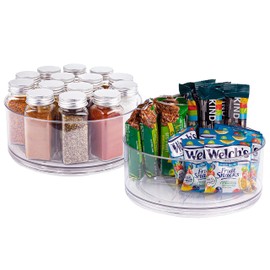 Oizeir Lazy Susan Turntable (2-Pack) - Clear Acrylic, Rotates 360 Degrees, Easily Organize Your Fridge, Cabinet or Counter - Carousel Storage for Food, Spices, Cosmetics