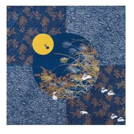 Furoshiki Wrapping Cloth Rabbit in The Moon Navy Base Motif Japanese Fabric 50cm