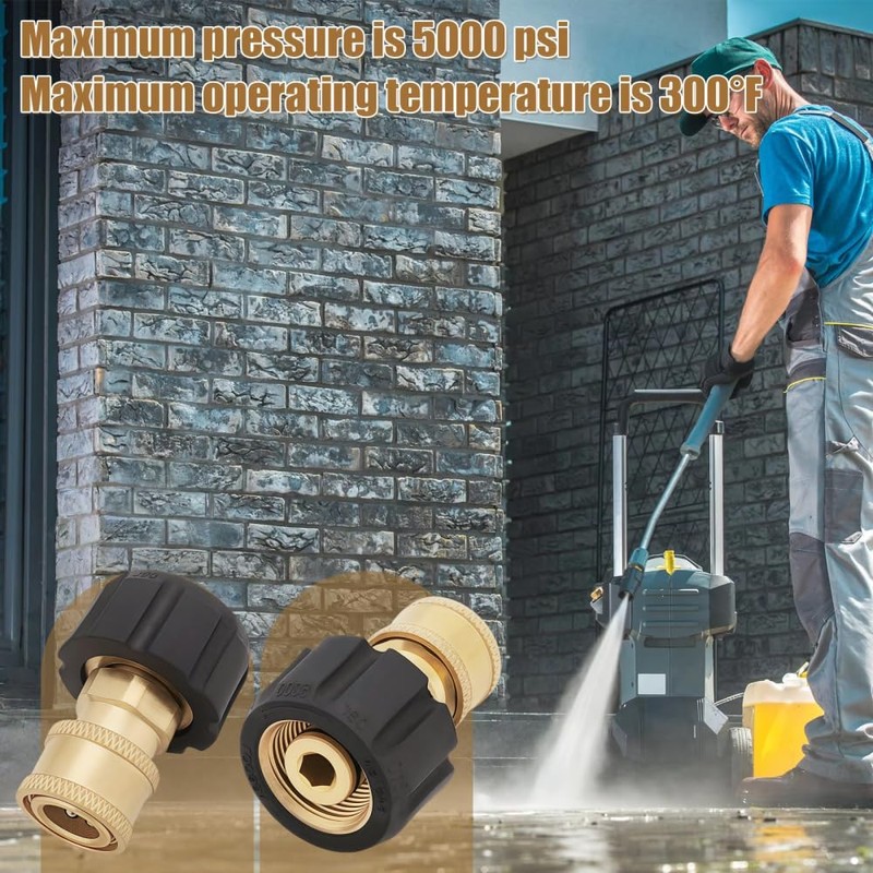 Pressure Washer Adapter,M22-15mm to 1/4 Quick Connect,Brass High-Pressure Coupling with
