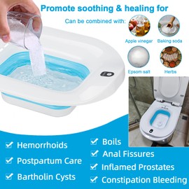 YYYSITZ Electric Sitz Bath, Sitz Bath for Hemorrhoids, Sitz Bath for Postpartum Care, Toilet Seat Tub for Women Men, Sitz Baths Salts Bowl, Sits Bath Soak Pan, Hip Bath Basin, Collapsible, Blue