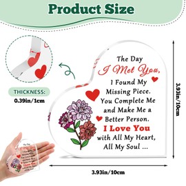 Boyfriends Gifts from Girlfriend Wedding Anniversary Acrylic Heart Keepsake for Husband Wife Wedding Gifts for Couple Valentines Day Gifts Christmas Birthday Heart Shaped Acrylic Plaque