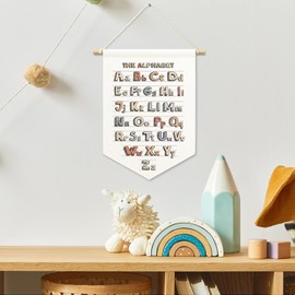 MNASAIOO Classroom Alpahbet Kids Room Decor, Nursery Colorful Banner Canvas, Rustic Abc Educational Wall Hanging Frame Decor Art Pennant Flag for Playroom Toddler Room Preschool Dorm 11x15in