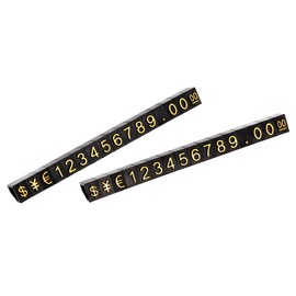 sourcing map Set of 10 Adjustable Removable Mini Cube Price Tag Display Number Letter Price Tag Stand Kit for Shop Counter Gold Tone Black 3.8 x 6.9 mm