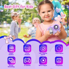 Kids Camera Instant Print, 3.5 Inch Screen Kids Digital Camera Instant, Christmas Birthday Gifts for Girls Age 3-12, Portable Toddler Camera Toy Gifts for 3 4 5 6 7 8 9 10 Year Old Girls Boys (Purple)